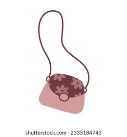 Ladies handbag with a floral ornament. Women's accessory isolated on a white background.