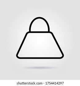 Ladies handbag line icon on gray background with soft shadow
