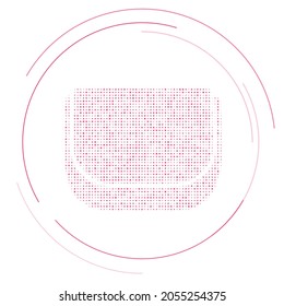 The ladies handbag symbol filled with pink dots. Pointillism style. Vector illustration on white background
