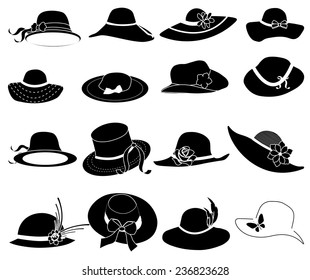 Ladies Hat Icons Set