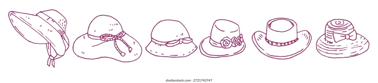 Conjunto de Vector de sombrero de damas ilustración