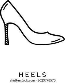 ladies heels shoe hand drawn vector