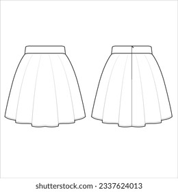 Ladies Knee Length Skirt Vector Template