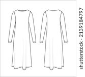 Ladies long dress flat sketch vector