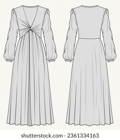 Ladies long dress vector illustration