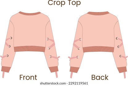 Ladies long sleeve crop top with rib template