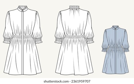 Ladies long sleeve dress vector illustration