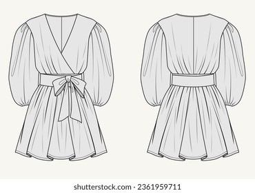 Ladies long sleeve dress vector illustration