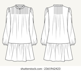 Ladies long sleeve dress vector illustration