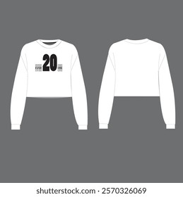 
ladies Long sleeve Sweatshirt overall fashion Flat Sketches technical drawing vector template For men's. Apparel dress design mockup CAD illustration. Sweater fashion design isolated on white.