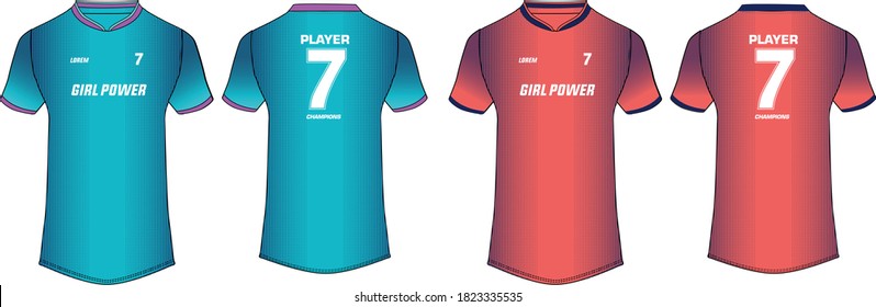 Ladies and mens Sports t shirt Jersey Illustrator Vector template suitable for girls and womens