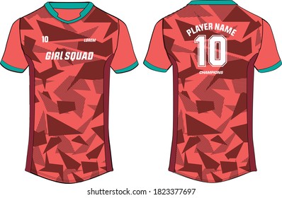 Ladies and mens Sports t shirt Jersey Illustrator Vector template suitable for girls and womens