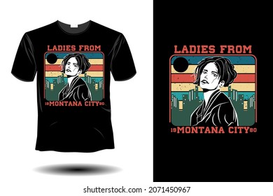 ladies from montana city 1980 mockup retro vintage design