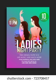 Ladies night flyer or banner design with young female ladies.