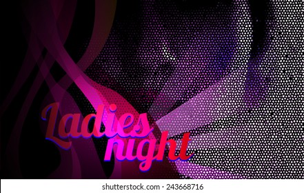 Ladies Night Flyer, Musical Background, Vector