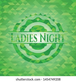 Ladies Night green emblem with mosaic ecological style background. Vector Illustration. Detailed.