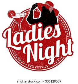 Ladies night grunge rubber stamp on white background, vector illustration