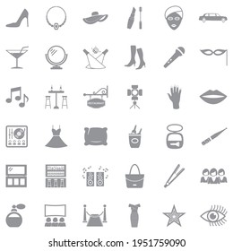 Ladies Night Icons. Gray Flat Design. Vector Illustration.