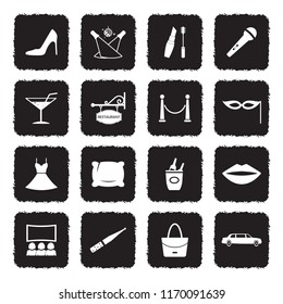 Ladies Night Icons. Grunge Black Flat Design. Vector Illustration. 