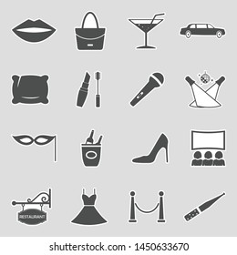 Ladies Night Icons. Sticker Design. Vector Illustration.