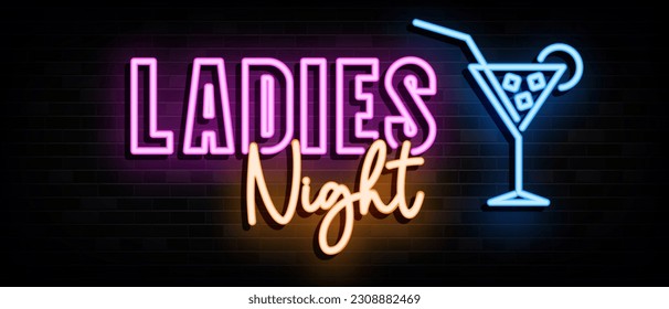 Ladies Night Neon Signs Vector Design Template Neon Style