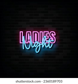 Ladies Night Neon Signs Vector Design Template Neon Style