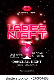 Ladies Night Party Celebration.design Or Poster, Backdrop, Flyer, Banner Or Template