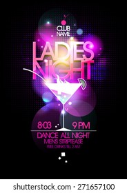 Ladies Night Party Design With Martini Glass.