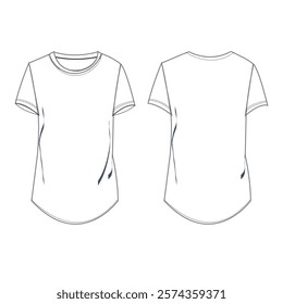 Ladies night wear back front flat sketch! basic draw. 