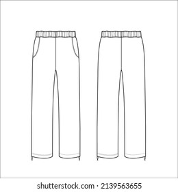 Ladies Pants Flat Sketch Template Stock Vector (Royalty Free ...