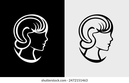 Ladies parlous, body massage, hair style, body fitness icon logo sample template 
