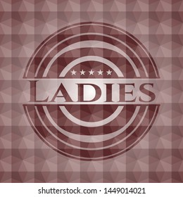 Ladies red seamless emblem with geometric pattern.