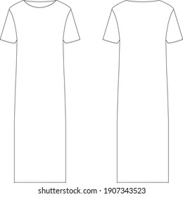 Ladies Shift Dress Vector Template