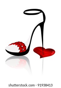 Ladies shoe with spike heels and broken heart