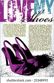 Ladies shoes Grunge style Template Vector