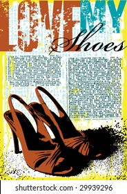 Ladies shoes Grunge style Template Vector