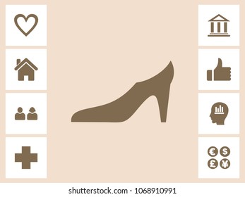 Ladies Shoes Icon With Bonus Icons. Eps-10.
