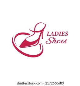 Ladies Shoes Logo Design Template. elegance high heel footwear logo. Women's shoes template. Fashion and Feminine logo design template.
