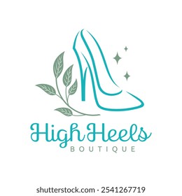 Ladies Shoes Logo Design Template. elegance high heel footwear logo. Women's shoes template. Fashion and Feminine logo design template. Vector illustration.