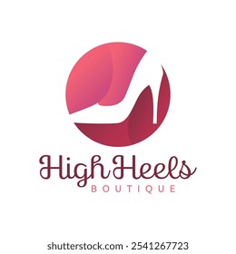 Logo Design-Vorlage für Damen-Schuhe. elegance High Heel Schuhe Logo. Damenschuhschablone. Design-Vorlage für Mode und feminines Logo. Vektorgrafik.