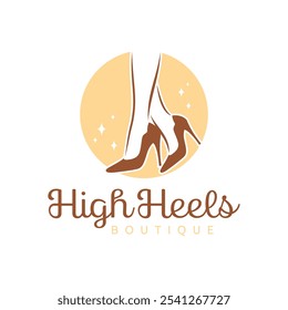 Logo Design-Vorlage für Damen-Schuhe. elegance High Heel Schuhe Logo. Damenschuhschablone. Design-Vorlage für Mode und feminines Logo. Vektorgrafik.