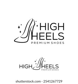 Ladies Shoes Logo Design Template. elegance high heel footwear logo. Women's shoes template. Fashion and Feminine logo design template. Vector illustration.