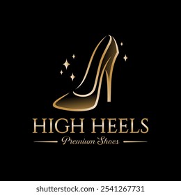 Logo Design-Vorlage für Damen-Schuhe. elegance High Heel Schuhe Logo. Damenschuhschablone. Design-Vorlage für Mode und feminines Logo. Vektorgrafik.