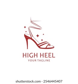 Logo Design-Vorlage für Damen-Schuhe. elegance High Heel Schuhe Logo. Damenschuhschablone. Design-Vorlage für Mode und feminines Logo.