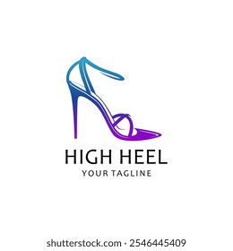 Logo Design-Vorlage für Damen-Schuhe. elegance High Heel Schuhe Logo. Damenschuhschablone. Design-Vorlage für Mode und feminines Logo.