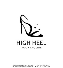 Logo Design-Vorlage für Damen-Schuhe. elegance High Heel Schuhe Logo. Damenschuhschablone. Design-Vorlage für Mode und feminines Logo.