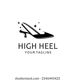 Logo Design-Vorlage für Damen-Schuhe. elegance High Heel Schuhe Logo. Damenschuhschablone. Design-Vorlage für Mode und feminines Logo.