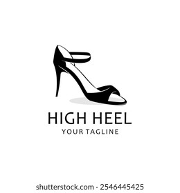 Logo Design-Vorlage für Damen-Schuhe. elegance High Heel Schuhe Logo. Damenschuhschablone. Design-Vorlage für Mode und feminines Logo.