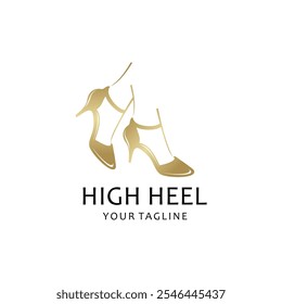 Logo Design-Vorlage für Damen-Schuhe. elegance High Heel Schuhe Logo. Damenschuhschablone. Design-Vorlage für Mode und feminines Logo.