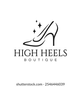 Logo Design-Vorlage für Damen-Schuhe. elegance High Heel Schuhe Logo. Damenschuhschablone. Design-Vorlage für Mode und feminines Logo.